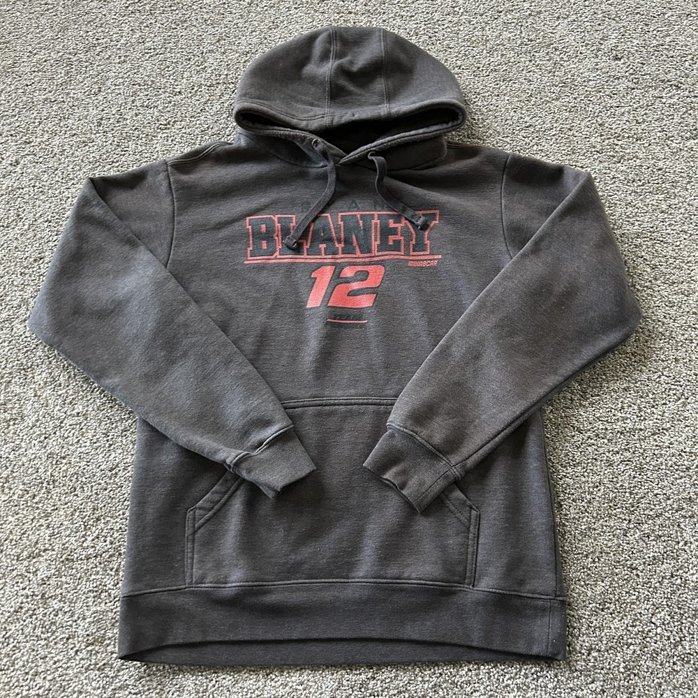 Ryan Blaney Hoodie Sweatshirt Mens Small Gray NASCAR Racing Fanatics 12